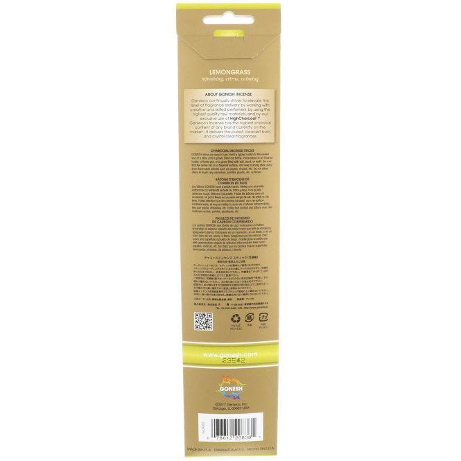 Gonesh, Extra Rich Incense Sticks, Lemongrass, 20 Sticks