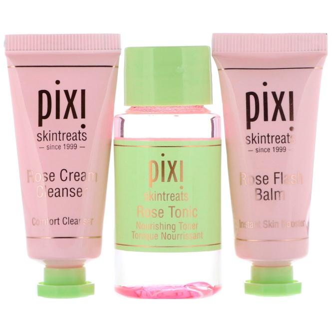 Pixi Beauty, Набор из 3 предметов для ухода за кожей, лучшее из экстрактов розы