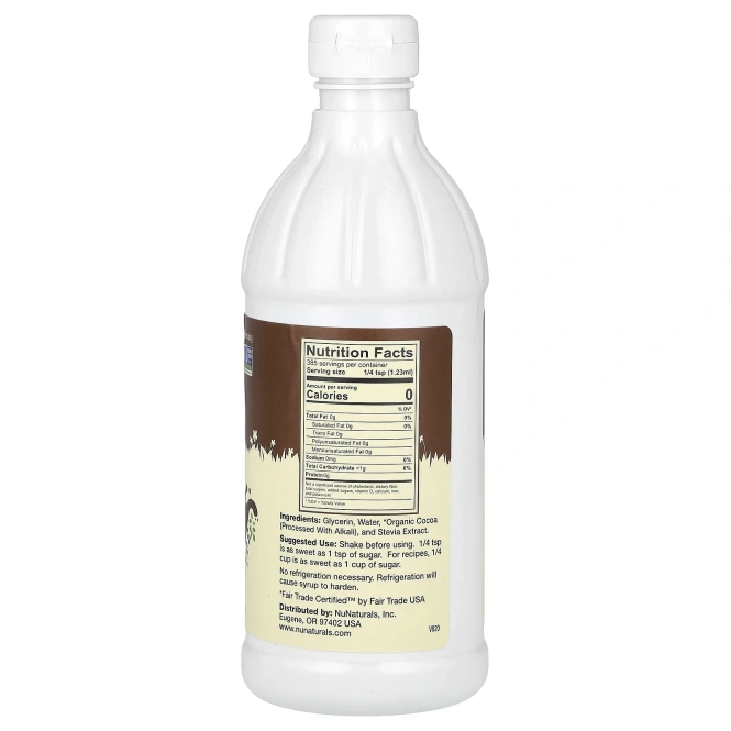 NuNaturals, концентрированный какао-сироп, подслащенный стевией, 0,47 л (16 жидк. унций)