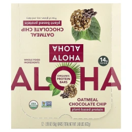 Aloha, Organic Protein Bars, Oatmeal Chocolate Chip, 12 Bars, 1.98 oz (56 g) Each