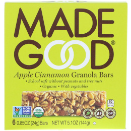 MadeGood, Органические батончики с гранолой, яблоки икорица, 6 батончиков, 0,85 унц. (24 г) каждый