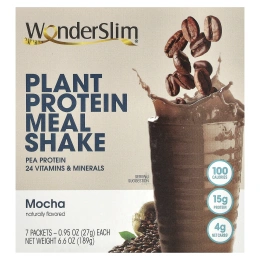 WonderSlim, коктейль из растительных протеинов, со вкусом мокко, 7 пакетиков по 27 г (0,95 унции)