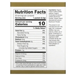 California Gold Nutrition, CafeCeps, сертифицированный органический растворимый кофе с кордицепсом и грибами рейши, 30 пакетиков, 2,2 г (0,08 унции)