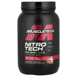 Muscletech, Nitro Tech, 100% Whey Gold, со вкусом клубники, 999 г (2,20 фунта)
