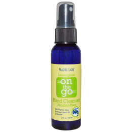 Madre Labs, Лемонграсс, на ходу, средство очистки рук, без спирта, с алоэ, 2 жидк. унц. (60 мл)
