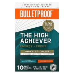 BulletProof, The High Achiever, кофе в капсулах, средней и темной обжарки, 10 капсул по 13 г (0,47 унции)
