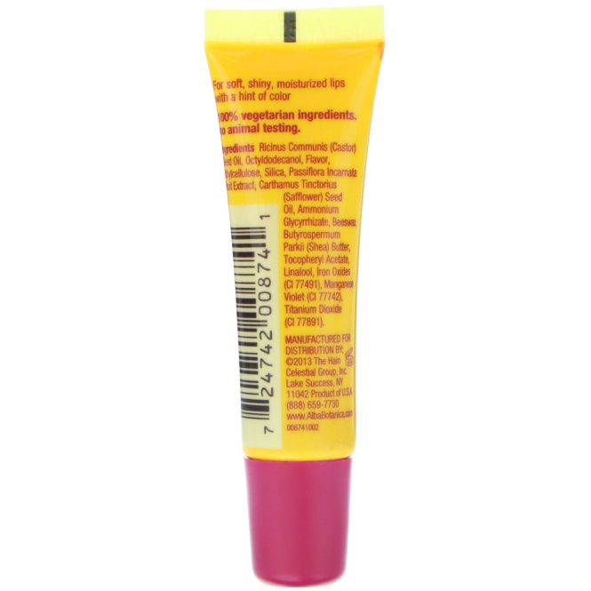 Alba Botanica, Страсть, четкий блеск для губ с фруктовым нектаром, 0.42 унций (12 г)