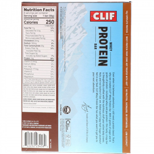 Clif Bar, Батончик с сывороточным протеином, соленая карамелька, 8 батончиков, 56 г (1,98 ун.) каждый