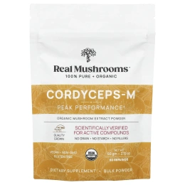Real Mushrooms, Cordyceps-M ™, порошок экстракта органических грибов, 60 г (2,12 унции)
