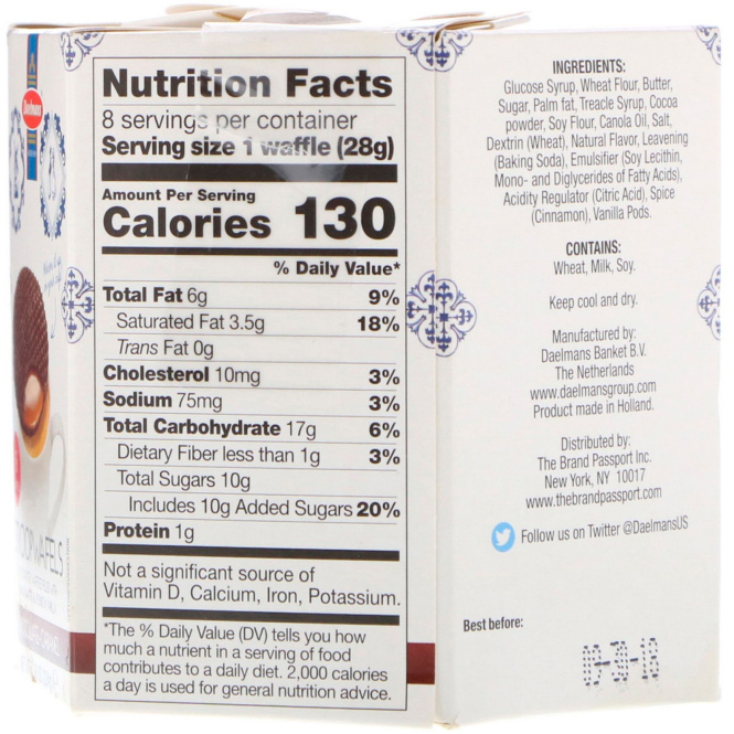 Daelmans, Stroopwafels, Large Hex Box, Chocolate-Caramel, 8 Waffles, 8.11 oz (230 g)