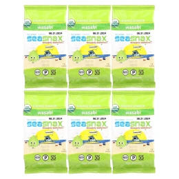 SeaSnax, органические морские водоросли, васаби, 6 пакетиков по 5 г (0,18 унции)