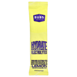 BUBS Naturals, Hydrate or Die®, смесь для приготовления электролитического напитка, со вкусом лимона, 20 пакетиков по 12,1 г (0,43 унции)