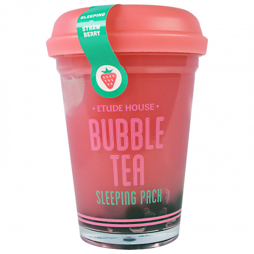 Etude, Bubble Tea, ночная маска с клубникой, 3.5 унции(100 г)
