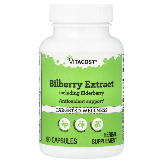 Vitacost, Bilberry Extract Including Elderberry, 90 Capsules
