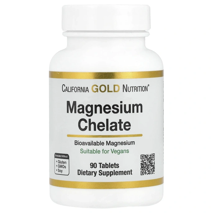 California Gold Nutrition, хелат магния, 210 мг, 90 таблеток
