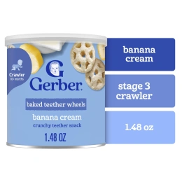 Gerber, запеченные прорезыватели для зубов, для детей от 10 месяцев, банановый крем, 42 г (1,48 унции)