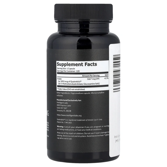 Intelligent Labs, 5-MTHF, 1 мг, 120 растительных капсул