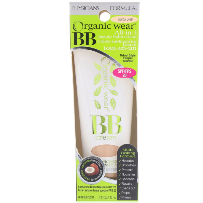 Physicians Formula, Organic Wear, комплексный косметический ВВ крем бальзам, светлый тон, 1,2 жидких унций (35 мл)