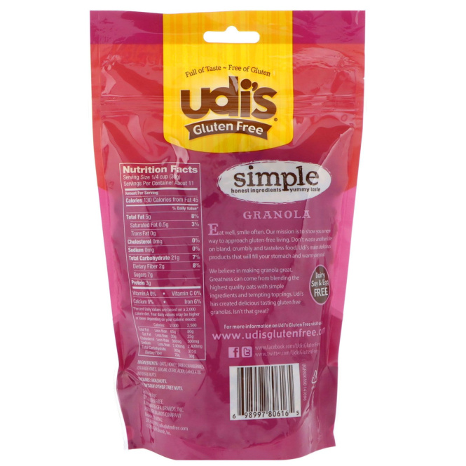 Udi's, Гранола без клейковины, с клюквой, 12 унций (340 г)