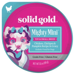 Solid Gold, Mighty Mini ™, для собак мелких пород, с курицей, нутом и тыквой в соусе, 99 г (3,5 унции)