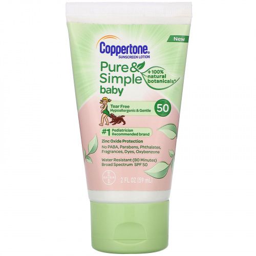 Coppertone, Baby, Pure & Simple, Sunscreen Lotion, SPF 50, 2 fl oz (59 ml)