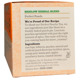 Bigelow, Травяной чай, идеальный персик, без кофеина, 20 чайных пакетиков, 1,37 унции (38 г)