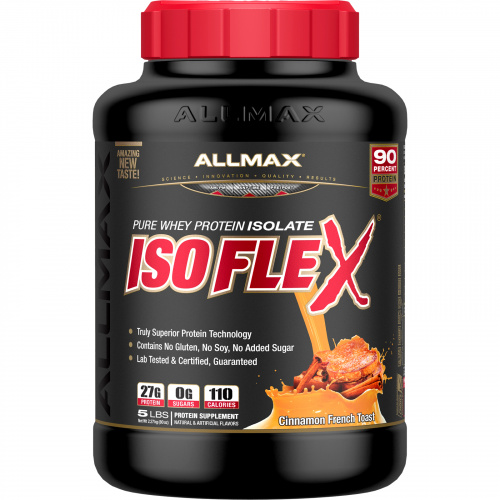 ALLMAX Nutrition, Isoflex, 100%-ный чистый изолят сывороточного белка (ИСБ с фильтрацией частиц заряженными ионами), тост с французской корицей, 2,27 кг