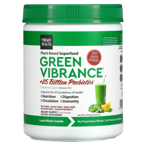 Vibrant Health, Green Vibrance +25 млрд пробиотиков, версия 18.0, 25,04 унций (709,8 г)