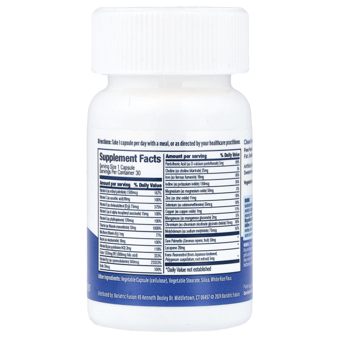 Bariatric Fusion, Мультивитамины с железом для мужчин, 30 капсул