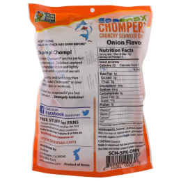 SeaSnax, Chomperz, хрустящие чипсы из морских водорослей, лук, 5 порций в индивидуальной упаковке, 0.28 унций (8 г) каждая
