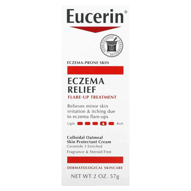 Eucerin, Eczema Relief, лечение вспышек экземы, 2 унции (57 г)