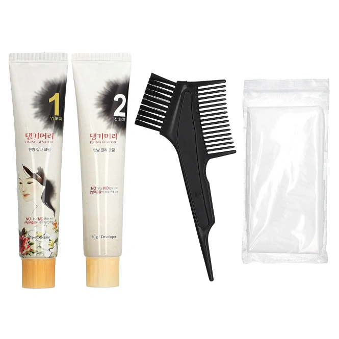 Doori Cosmetics, Daeng Gi Meo Ri, краска для волос с лекарственными травами, оттенок темно-каштановый, 1 набор
