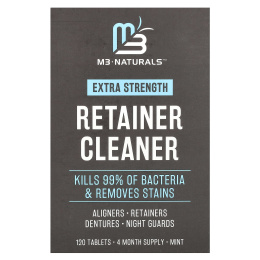 M3 Naturals, Retainer Cleaner, мята, 120 таблеток