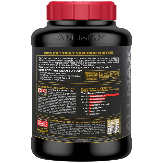 ALLMAX Nutrition, Isoflex, 100%-ный ультрачистый изолят сывороточного белка (фильтрация ИСБ частицами, заряженными ионами), торт ко дню рождения, 5 фунтов (2.27 кг)