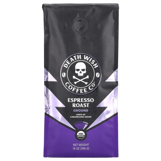 Death Wish Coffee, Молотый, обжаренный эспрессо, 396 г (14 унций)