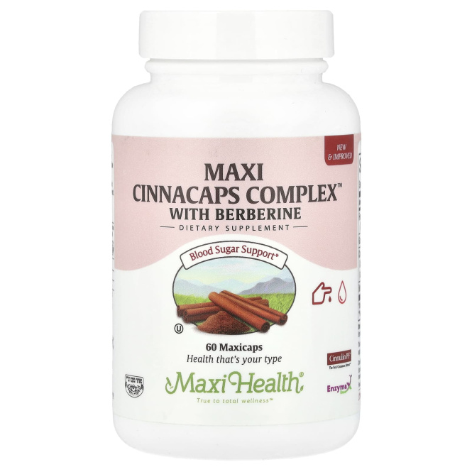 Maxi Health, Maxi Cinnacaps Complex ™ с берберином, 60 капсул
