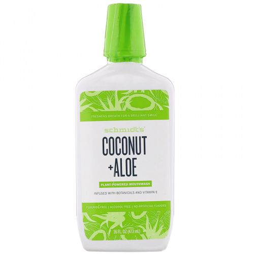 Schmidt's, Plant-Powered Mouthwash, Coconut + Aloe, 16 fl oz (473 ml)