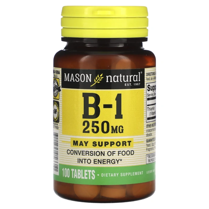 Mason Natural, Витамин B-1, 250 мг, 100 таблеток