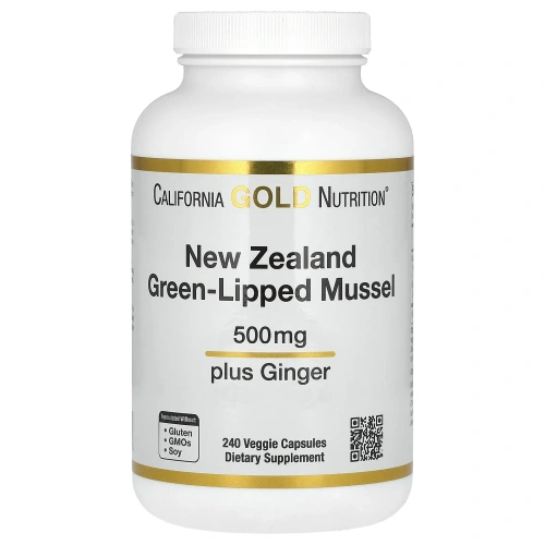California Gold Nutrition, Новозеландский зеленогубый моллюск с имбирем, 500 мг, 240 капсул в растительной оболочке