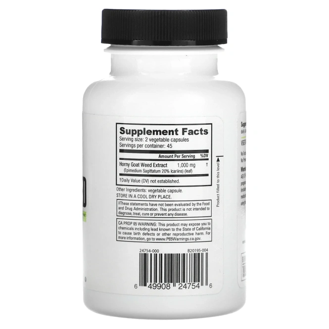 NutraBio, Horny Goat Weed, 500 мг, 90 растительных капсул