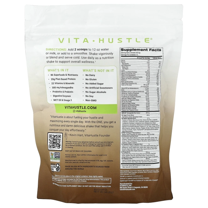 VitaHustle, One Superfood Protein, протеин из суперфудов, печенье и сливки, 637 г (1,40 фунта)