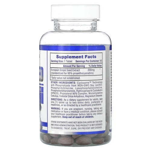 Hi Tech Pharmaceuticals, виноградная косточка, 200 мг, 90 таблеток