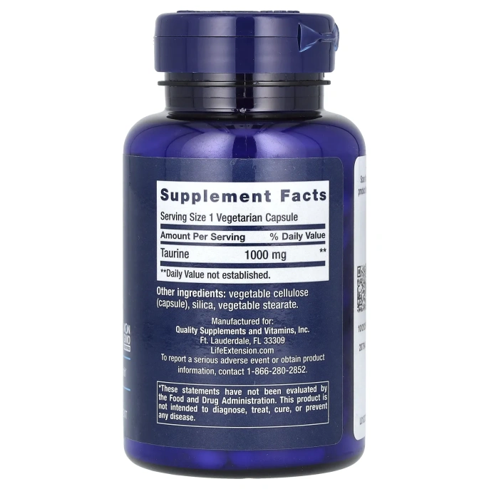 Life Extension, Таурин, 1000 мг, 90 вегетарианских капсул