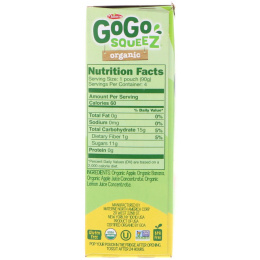 GoGo SqueeZ, Органическое яблочное пюре, яблоко и банан, 4 пакетика по 3,2 унц. (90 г)