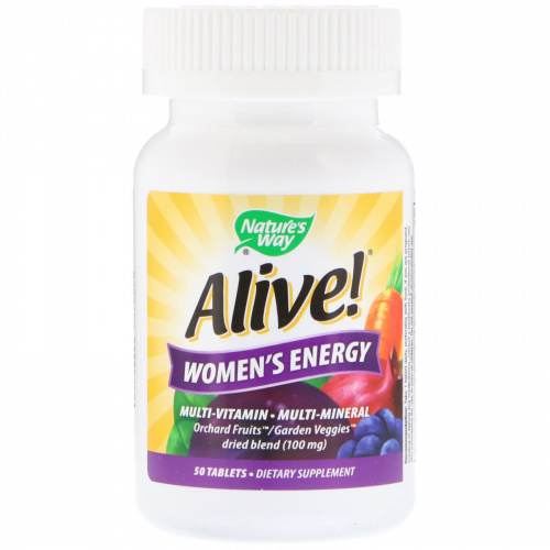Nature's Way, Alive! Женская Энергия, Мультивитамины - Мультиминералы, 50 таблеток