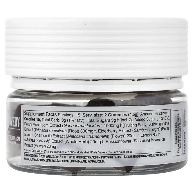 Troomy Nootropics, Recovery, Functional Mushrooms Gummies, Harvest Berry Acai, 30 Gummies, 4.76 oz (135 g)