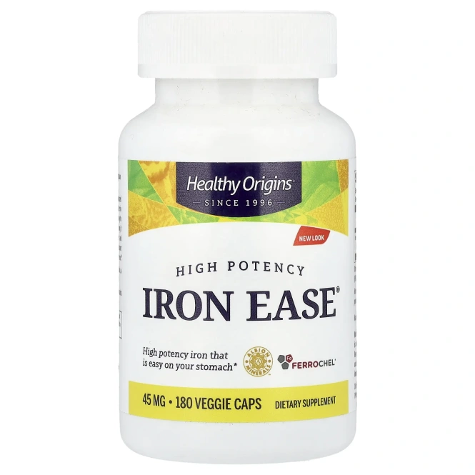 Healthy Origins, Iron Ease®, 45 мг, 180 растительных капсул
