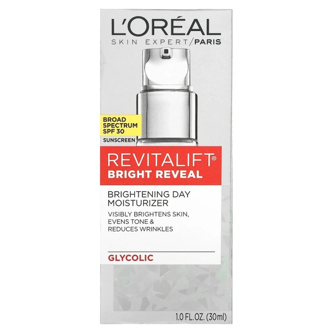 L'Oréal, Revitalift Bright Reveal, осветляющее дневное увлажняющее средство, SPF 30, 30 мл (1 жидк. унц.)