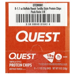 Quest Nutrition, протеиновые чипсы из тортильи, Buffalo Ranch, 8 пакетиков по 32 г (1,1 унции)