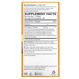 EuroPharma, Terry Naturally, CuraMed, 375 мг, 120 мягких таблеток